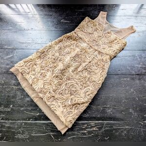 BCBG Maxazria Fun Party Wedding Prom Dress Sz 8 Champagne Mini Fairy Minimalist